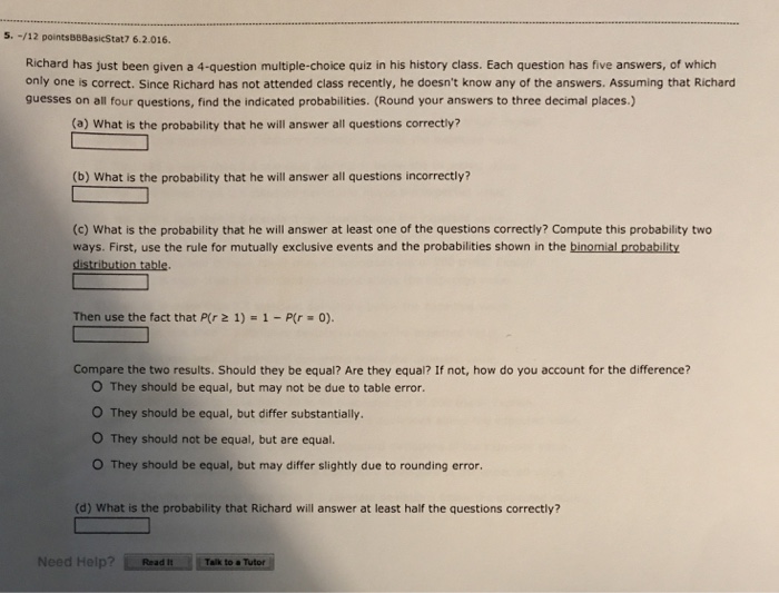 Solved s. -/12 pointsBBBasicStat7 6.2.016 Richard has just | Chegg.com