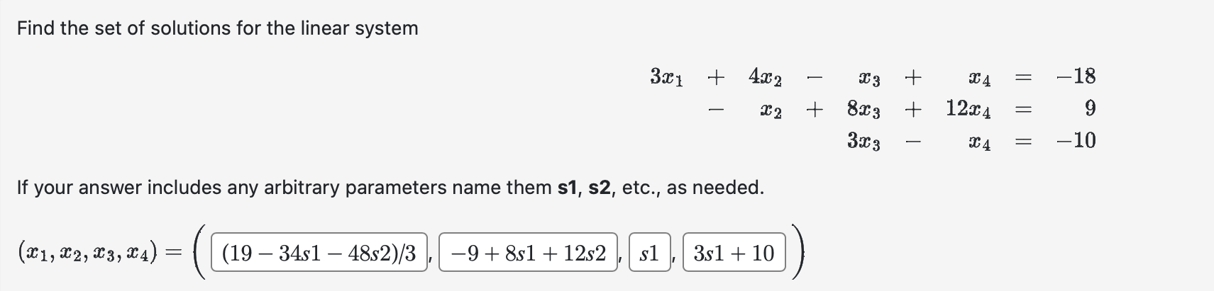 Solved Find The Set Of Solutions For The Linear System | Chegg.com