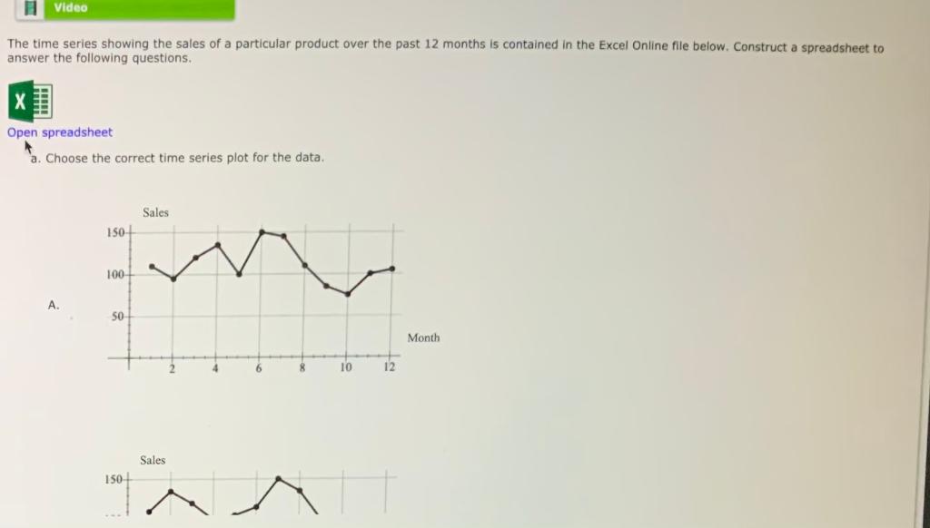 Solved Video The time series showing the sales of a | Chegg.com