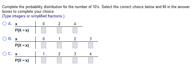 Complete the probability distribution for the number | Chegg.com