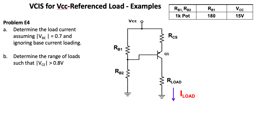 VCIS for Vcc-Referenced Load - Examples RB1, RB2 1k | Chegg.com