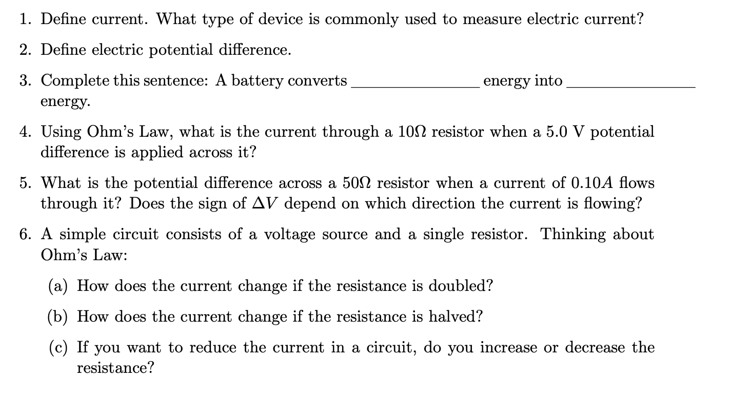 Solved Define current. What type of device is commonly used | Chegg.com