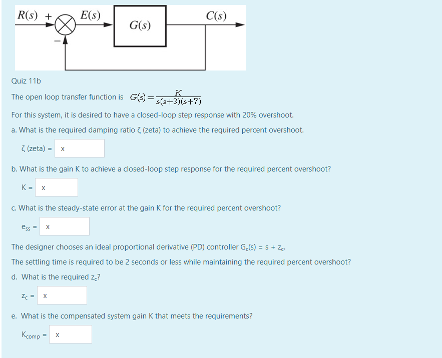 Solved R S E S C S G S Quiz 11b The Open Loop Transfer