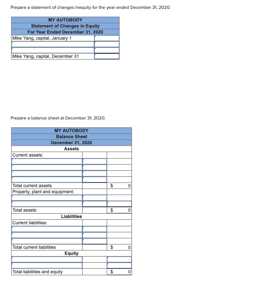 Solved MY Autobody's adjusted trial balance on December 31, | Chegg.com