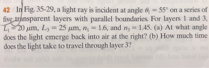 Solved 42 In Fig. 35-29, a light ray is incident at angle | Chegg.com