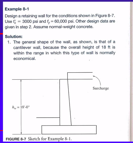 Solved Example 8-1 Design a retaining wall for the | Chegg.com