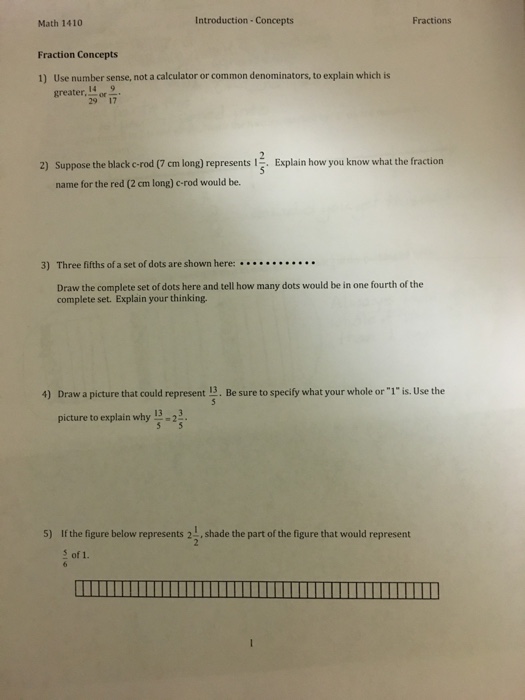 Solved Introduction-Concepts Fractions Math 1410 Fraction | Chegg.com