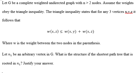 Let G be a complete weighted undirected graph with | Chegg.com