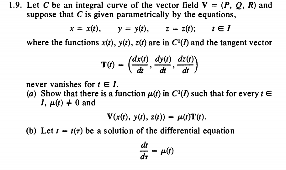 Solved Dz 2 1 9 Let C Be An Integral Curve Of The Vecto Chegg Com
