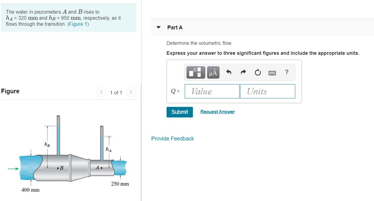 Solved The Water In Piezometers A And B Rises To Ha = 320 Mm | Chegg.com