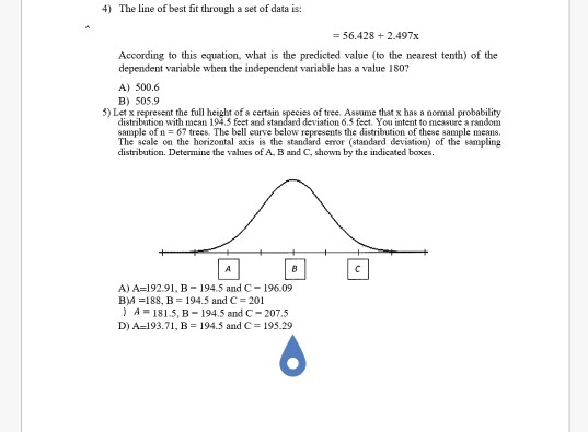 Solved 4) The line of best fit through a set of data is: | Chegg.com