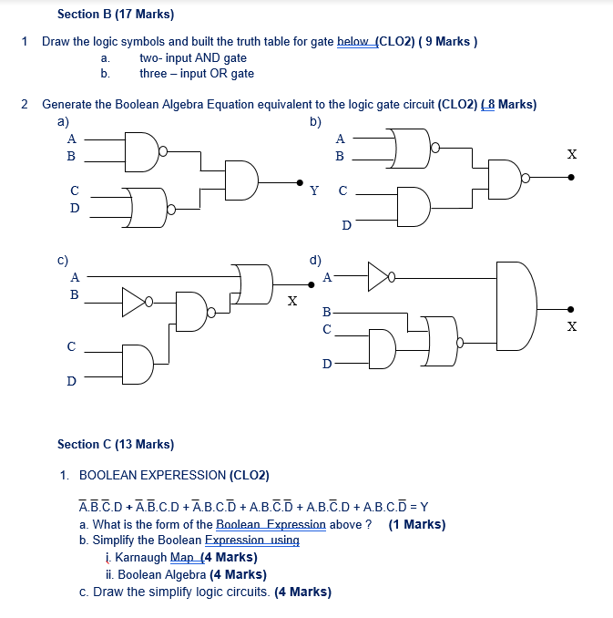 Solved Section B (17 Marks) 1 Draw The Logic Symbols And | Chegg.com