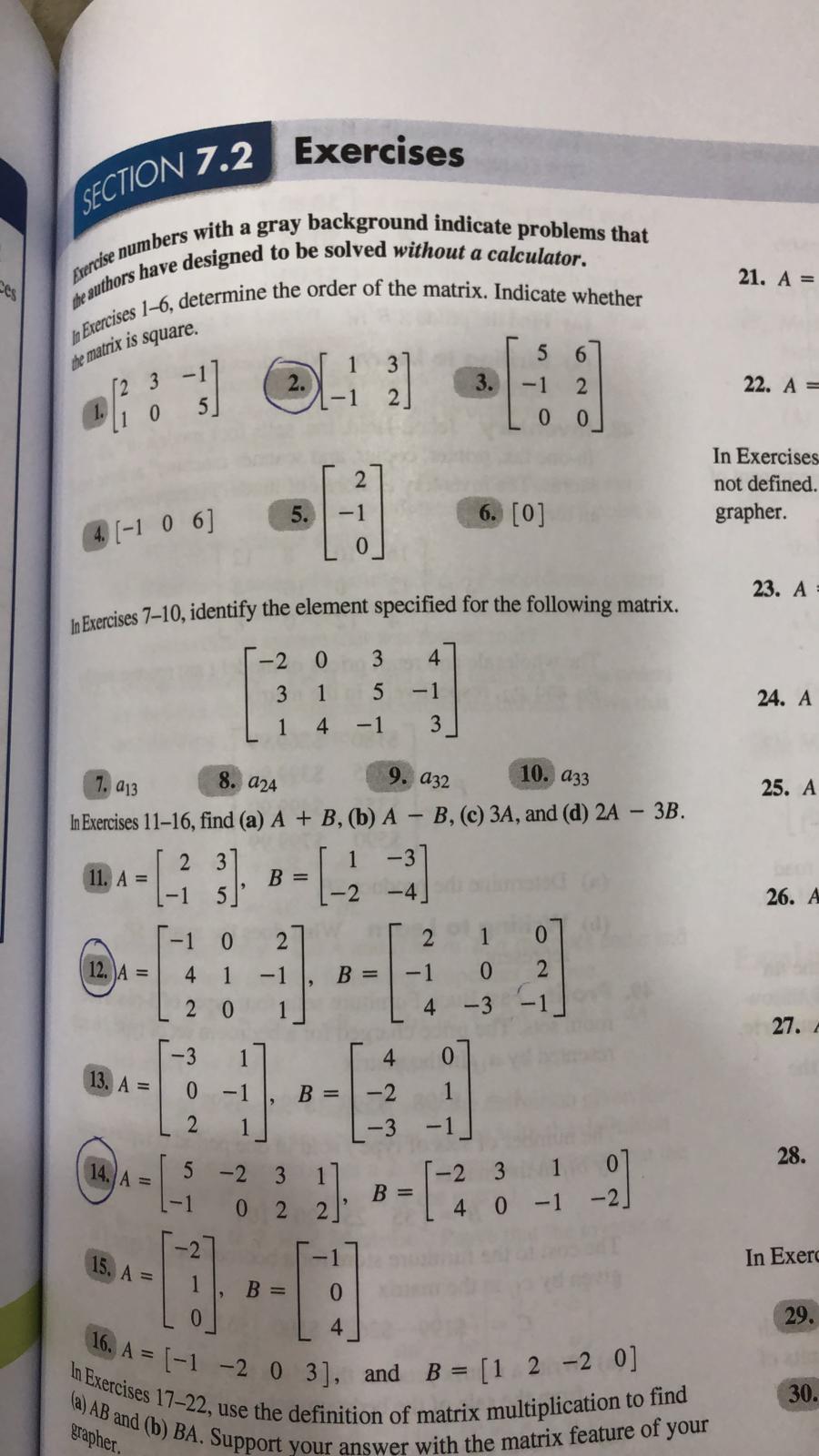 Solved Exercises SECTION 7.2 21. A = ces Exercise numbers | Chegg.com