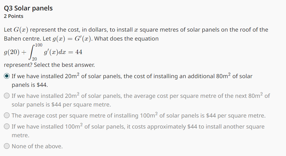 Solved Let G(x) represent the cost, in dollars, to install x | Chegg.com