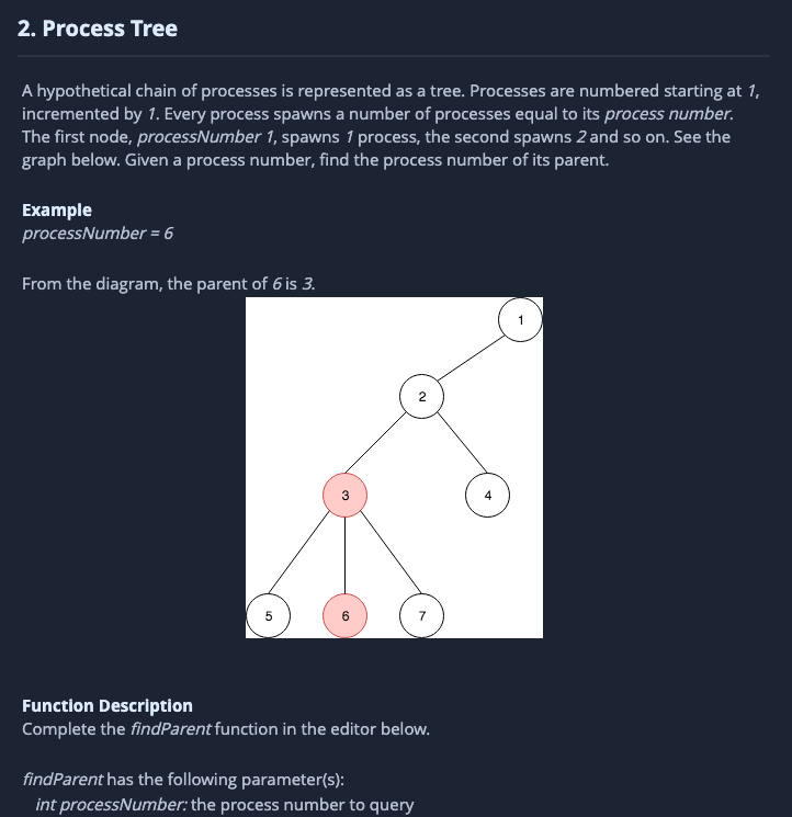 2. Process Tree
A hypothetical chain of processes is represented as a tree. Processes are numbered starting at 1 , incremente