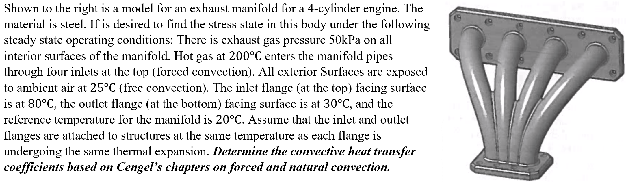 Solved Shown to the right is a model for an exhaust manifold | Chegg.com