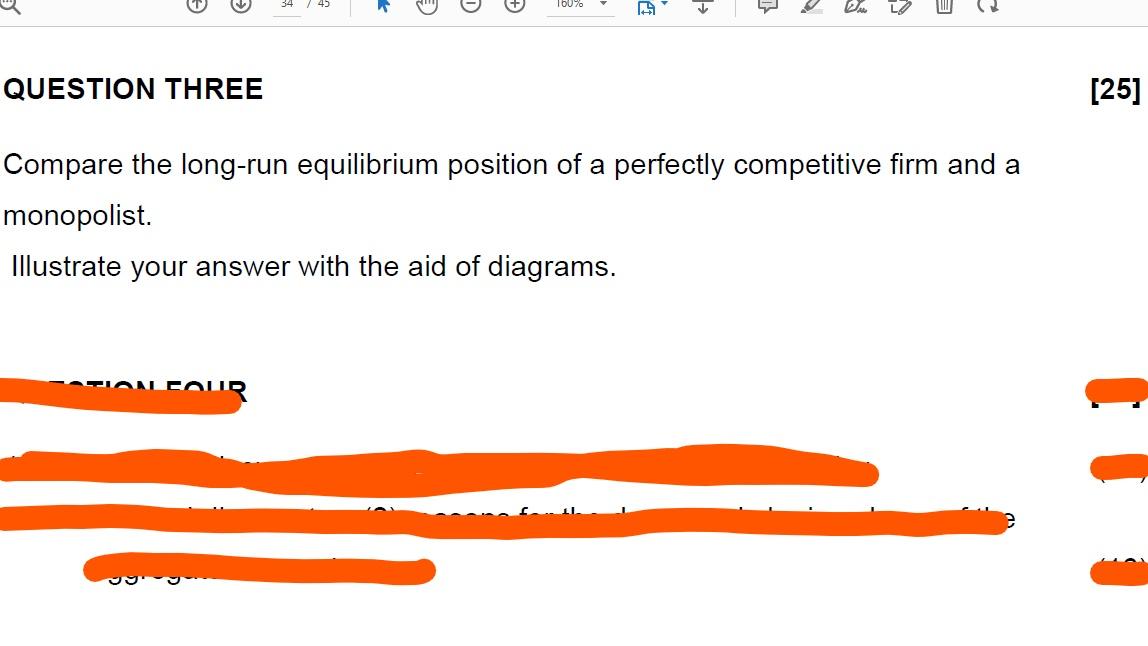 Solved Question Three Compare The Long Run Equilibrium Chegg