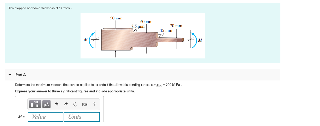 Solved The Stepped Bar Has A Thickness Of 10 Mm 90 Mm 60 Mm | Chegg.com