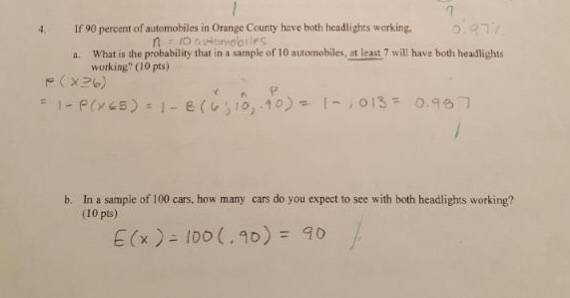 Solved 4. If90 percent of automobiles in Orange County have | Chegg.com