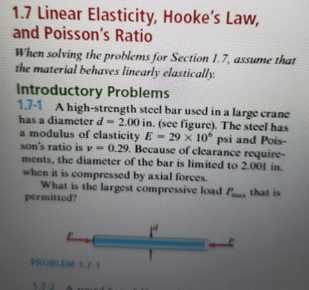 Solved 1.7 Linear Elasticity, Hooke's Law, and Poisson's