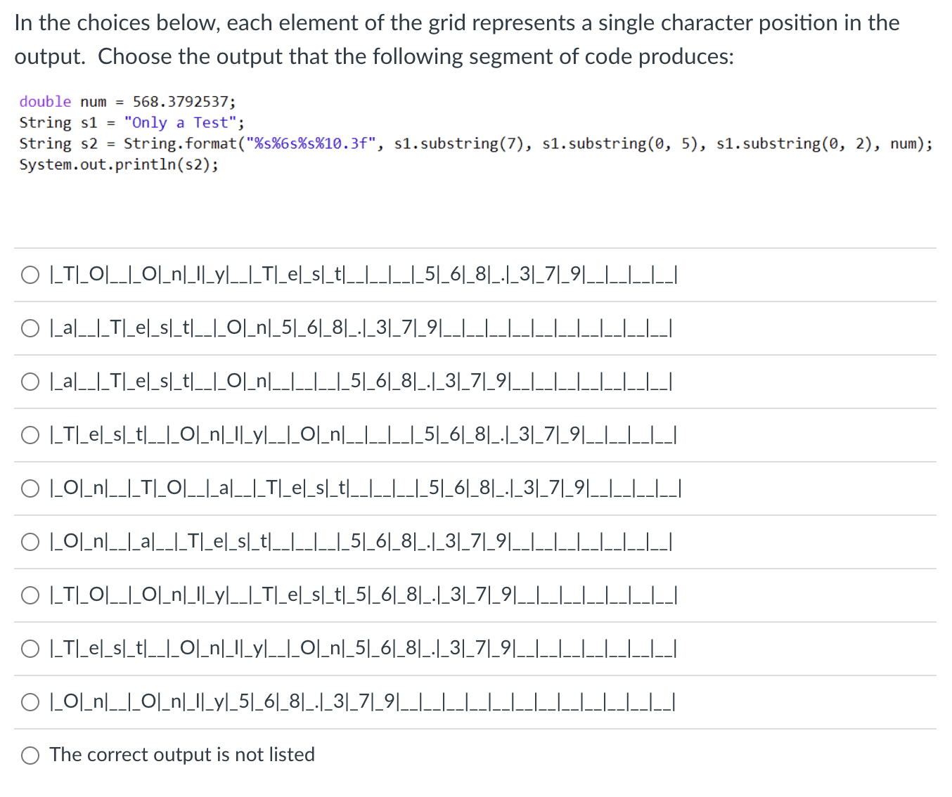 Solved In the choices below each element of the grid Chegg