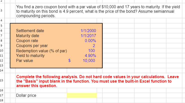 Solved Must Be Answered In Excel Formula For The Answer 2 Chegg Com