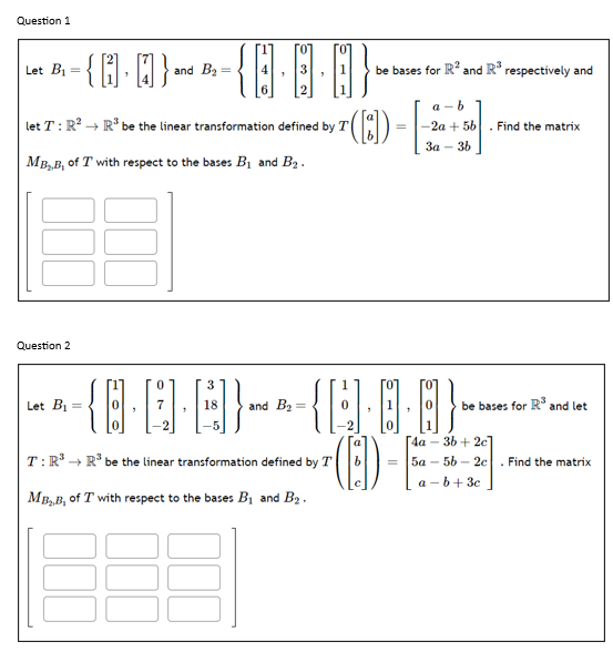 Solved Linear Algebra: Please answer both questions and | Chegg.com