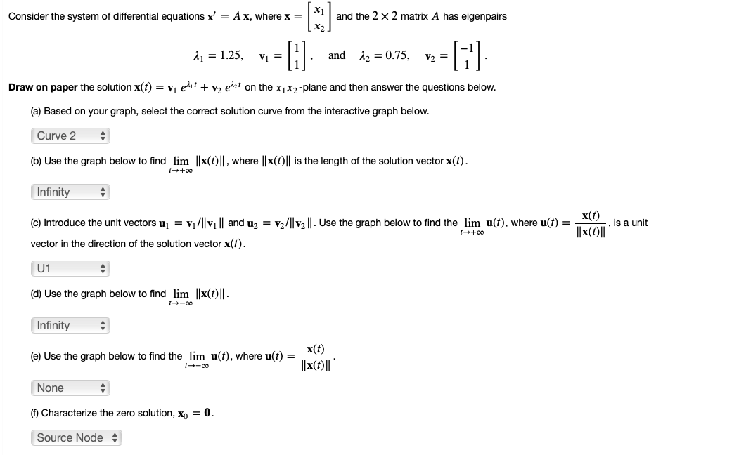 Solved Consider the system of differential equations x' = A | Chegg.com