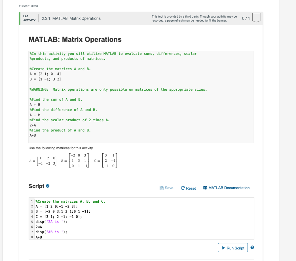 assignment matrix matlab