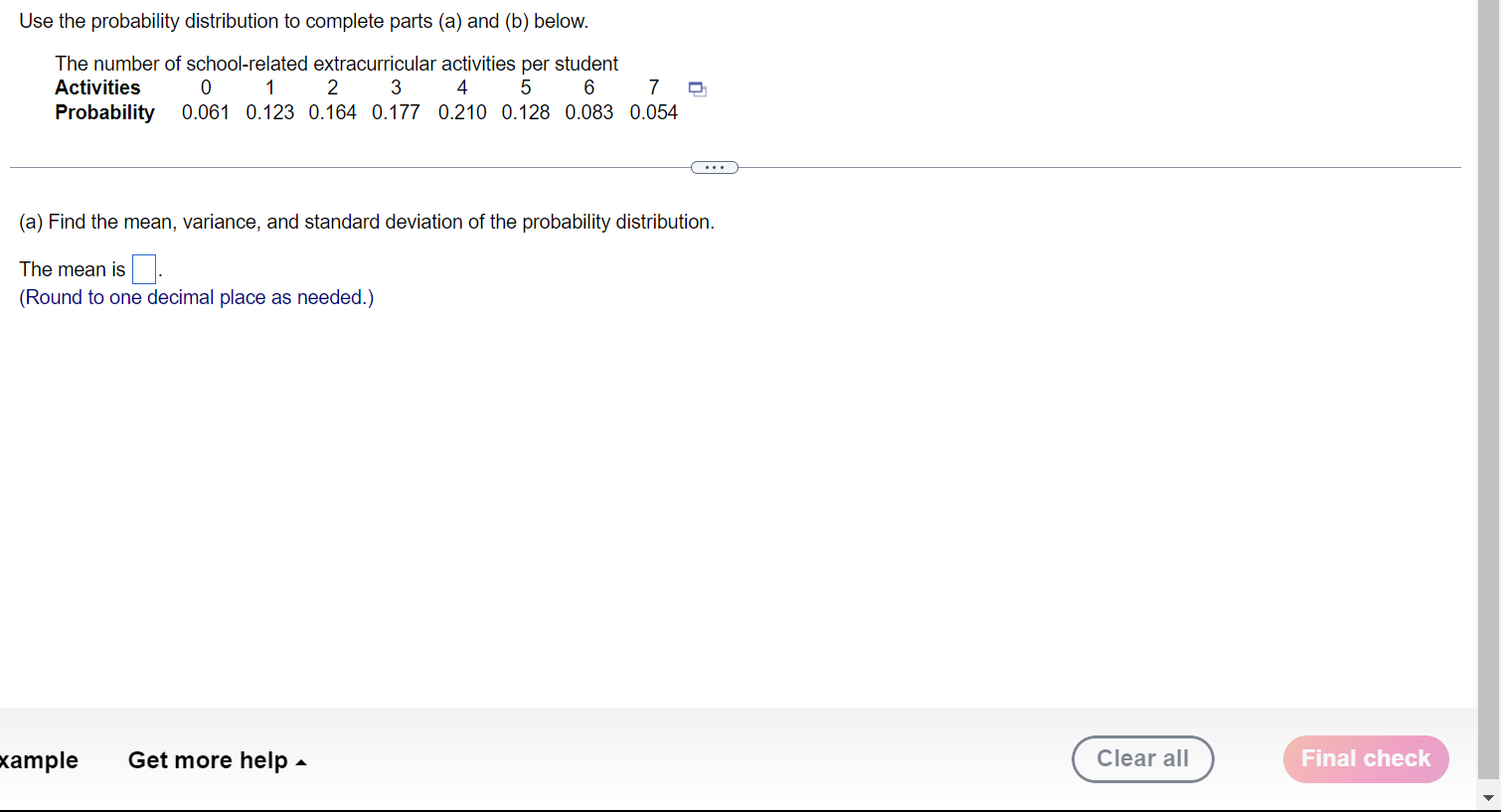 Solved Use the probability distribution to complete parts | Chegg.com