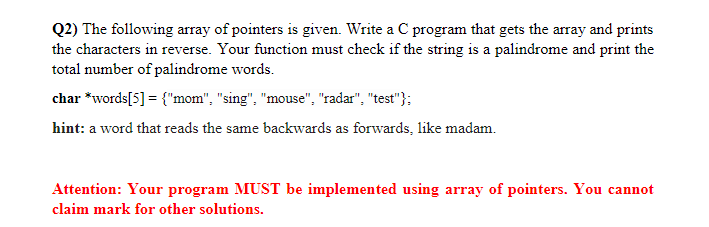 Solved Q2) The following array of pointers is given. Write a | Chegg.com