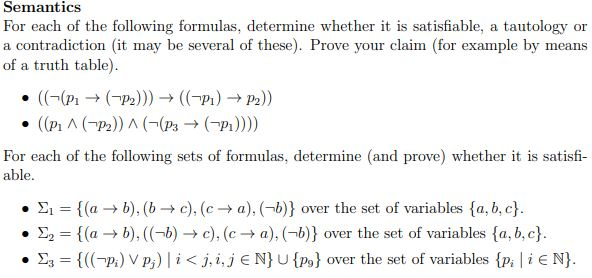 Semantics For Each Of The Following Formulas Chegg Com