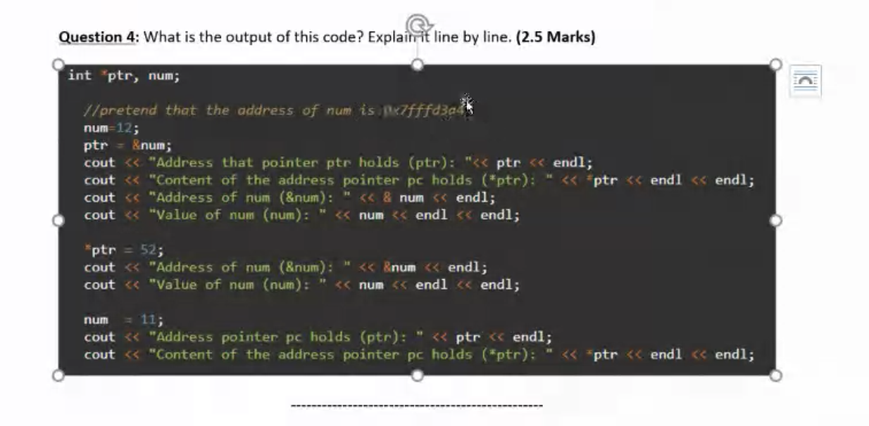 Solved Question 4: What is the output of this code? | Chegg.com