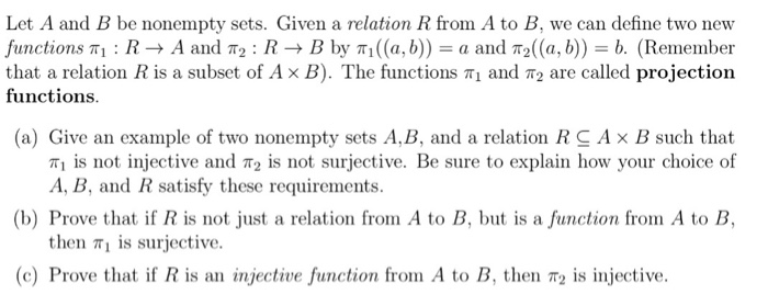 Solved Let A And B Be Nonempty Sets. Given A Relation R From | Chegg.com