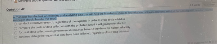 Solved Question 42 25 points A manager has the task of | Chegg.com