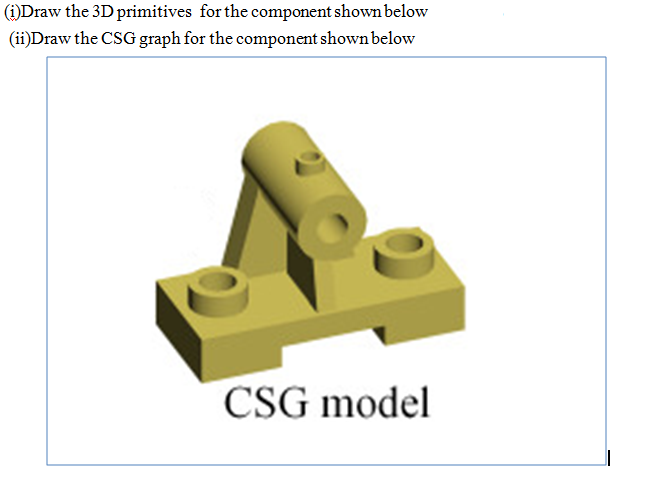 Solved (i)Draw the 3D primitives for the component shown | Chegg.com