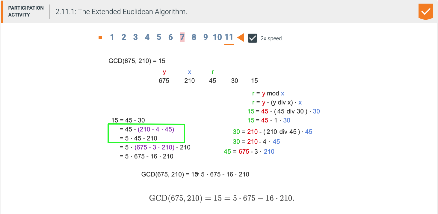 Solved This is an example problem for the Extended Euclidean | Chegg.com