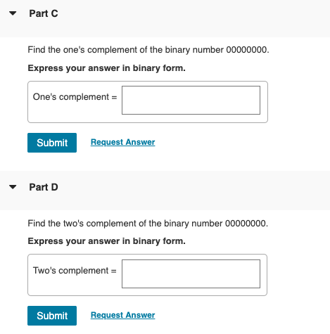 Solved Find the one's complement of the binary number | Chegg.com