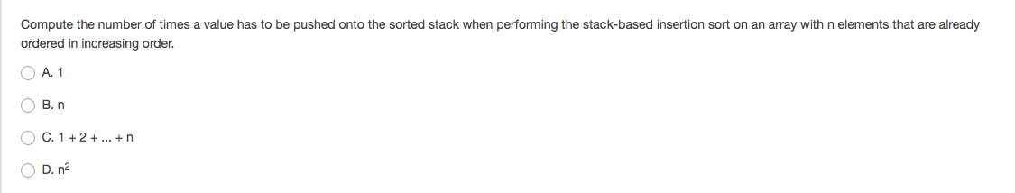 Compute the number of times a value has to be pushed onto the sorted stack when performing the stack-based insertion sort on