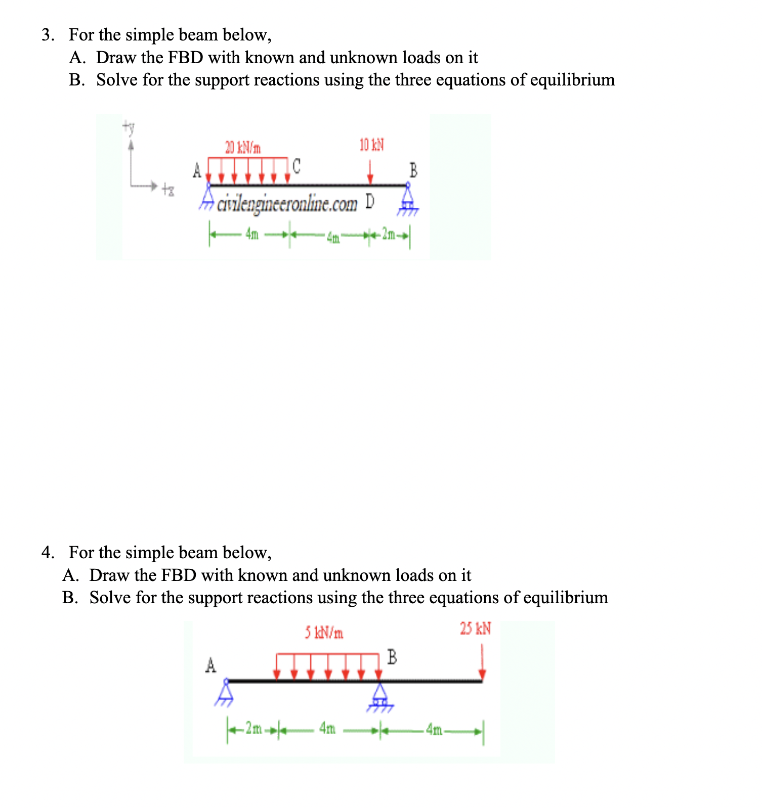 Solved 3. For The Simple Beam Below, A. Draw The FBD With | Chegg.com