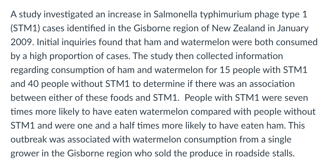 Solved A Study Investigated An Increase In Salmonella | Chegg.com