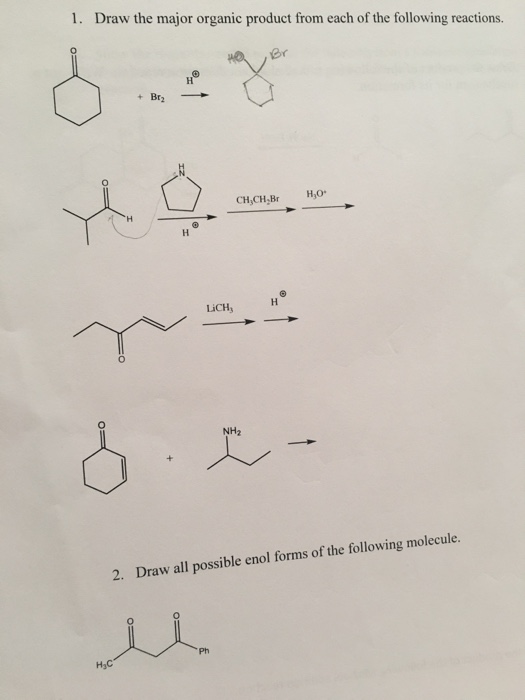 Solved 1. Draw the major organic product from each of the | Chegg.com