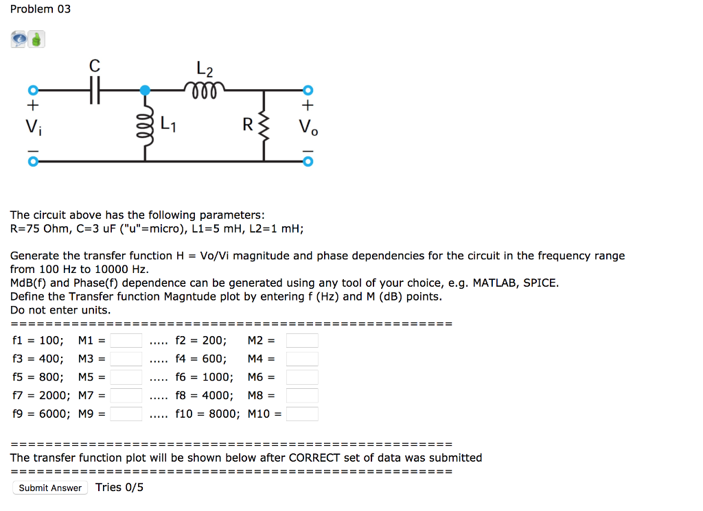 Problem 03 L2 O Sto 10 The Circuit Above Has T Chegg Com