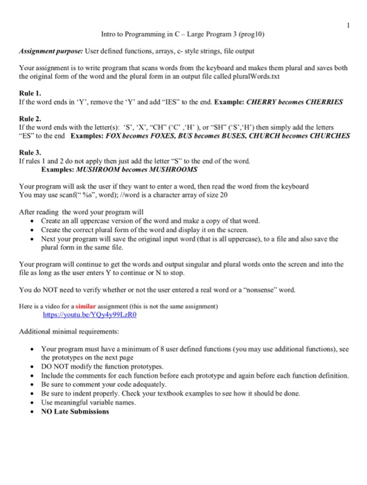 Solved Intro to Programming in C-Large Program 3 (prog 10) | Chegg.com