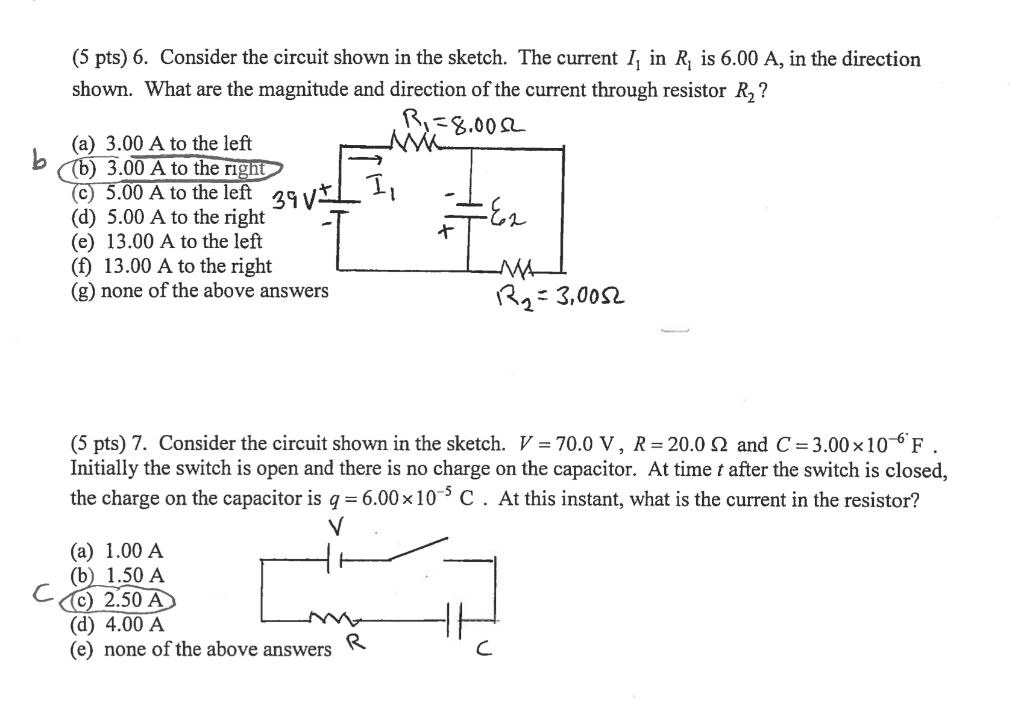 Solved Physics 202 Circuit Problems. I know the answers, I | Chegg.com