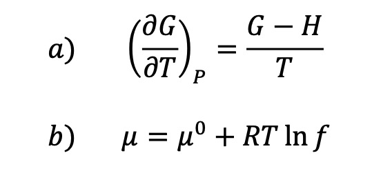 Solved G - H a) aG ат , P ) T b) u = '° + RT Inf = a in Hm | Chegg.com