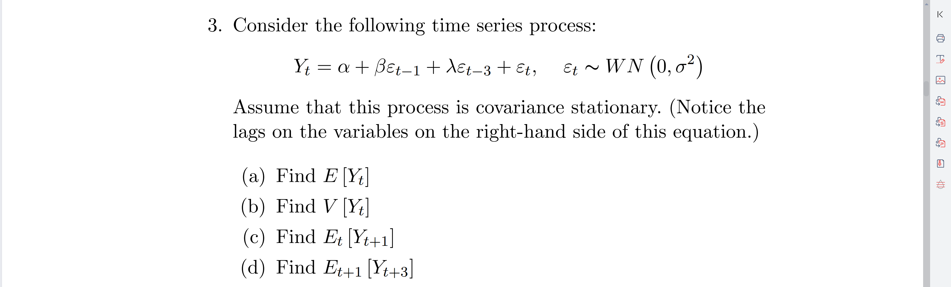 Solved 3. Consider The Following Time Series Process: | Chegg.com