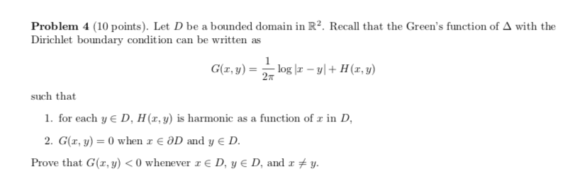 Solved Problem 4 (10 points). Let D be a bounded domain in | Chegg.com