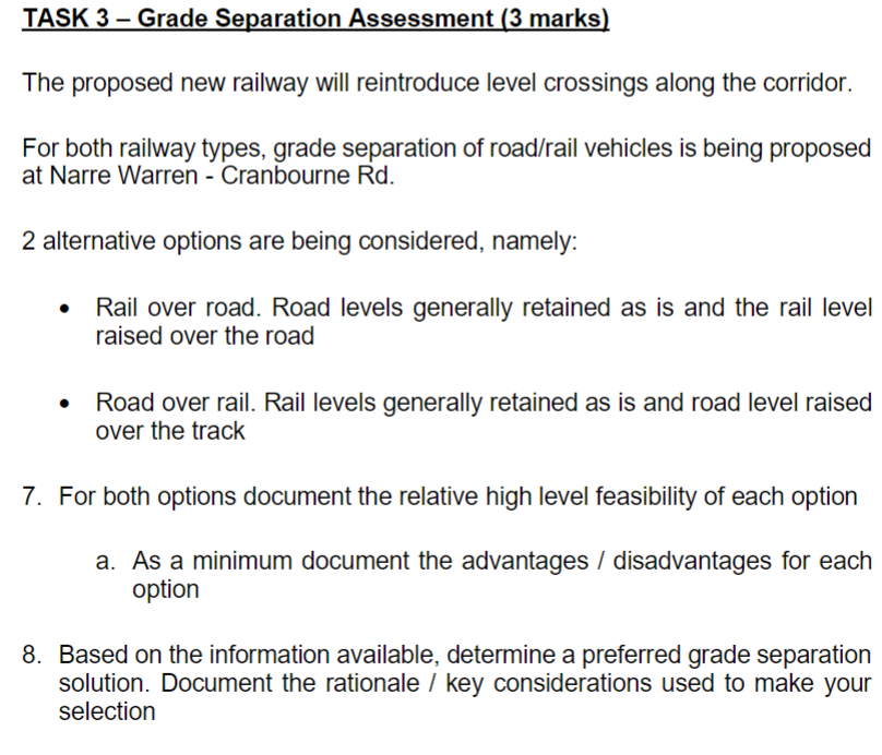 Solved TASK 3 - Grade Separation Assessment (3 marks) The | Chegg.com