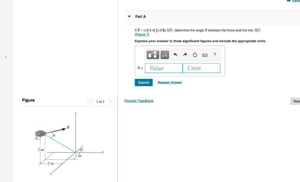 Solved Part A Determine the projected component of F along | Chegg.com